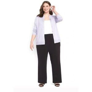 Lane Bryant 26/28 Black Pants Wide Leg Side Zip STRETCHY